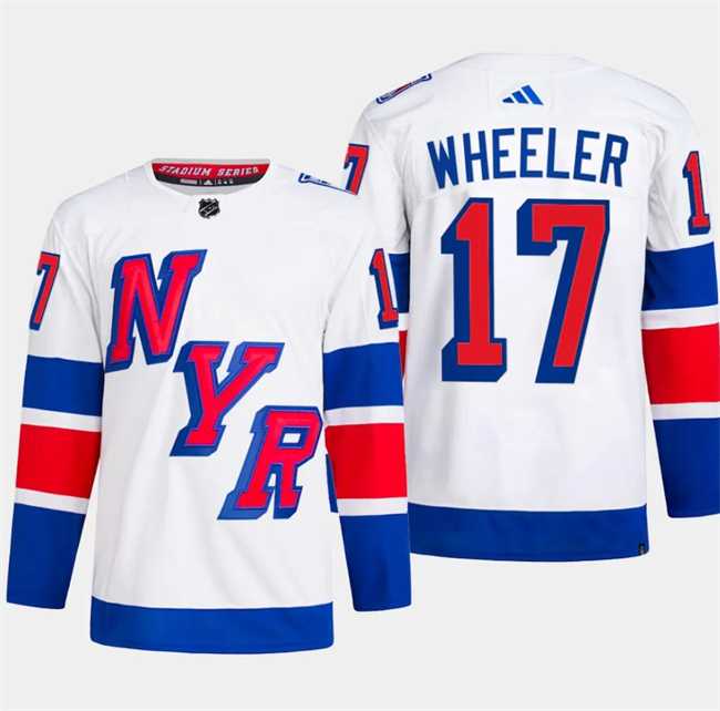 Mens New York Rangers #17 Blake Wheeler White 2024 Stadium Series Stitched Jersey Dzhi
